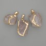 Pink Quartz Pendant — Unpolished Stone, approx. 40 x 23 mm, Assorted Sizes, Gold-Tone Metal