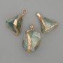 Fluorite pendant, rough gemstone ~32x18mm, assorted sizes, gold-tone metal