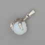 Moonstone Paw Pendant with Ball, 18x37mm, Silver-Tone Metal