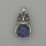 Pendant Owl with Sodalite in Silver-Tone Metal, diameter 30×20 mm, length 37 mm