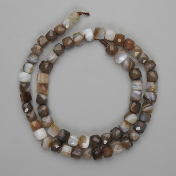 Agate Beads Faceted Cube 6x6 mm, Length 39 cm on thread