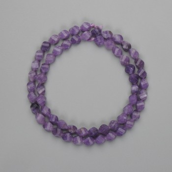 Amethyst Beads, Faceted Diamond Shape, 6x5 mm, Length 37 cm on Thread