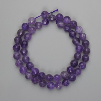 Amethyst faceted round beads 8 mm, length 38 cm +- on thread