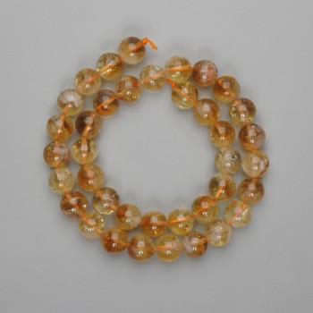 Citrine Beads, Smooth Ball 10 mm, Length 38 cm