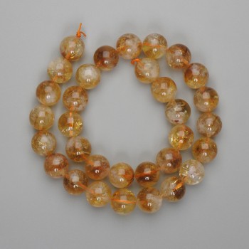 Citrine beads, smooth round 12mm, length approximately 38 cm