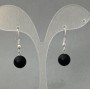 Shungite Earrings with Smooth Bead, 9mm Diameter, 30mm Length+