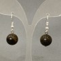 Bronzite Smooth-Bead Earrings, 12 mm Diameter, 35 mm Length+