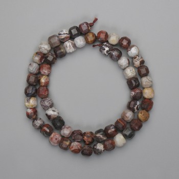 Jasper beads, faceted cubes 7x7mm, length 39 cm