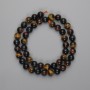 Beads Bull's Eye Tiger's Eye Hawk's Eye smooth 8mm beads, length 37 cm