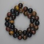 Beads of Bull's Eye, Tiger's Eye, Hawk's Eye, smooth round beads 12 mm, length approximately 39 cm