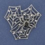 Spider on the Web Brooch with White and Black Rhinestones, Silver-Toned Metal 43x43mm+