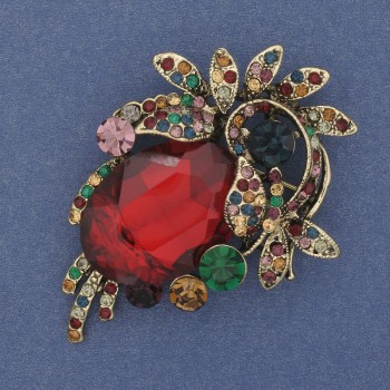 Accent Brooch Pendant Gold with Crystals