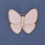 Butterfly Brooch, Pink Pearlescent, Gold-Tone Metal, 26x29 mm