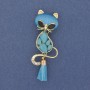 Brooch pendant 'Cat with a Bone' Cat's Eye, Golden metal 43×17 mm+