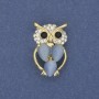 Brooch 'Owl' with Blue Cat's Eye