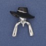 Brooch 'Girl in a Black Hat' silver-tone metal 34×30 mm+