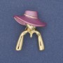 Brooch 'Girl in a Pink Hat' golden metal 34x30 mm+