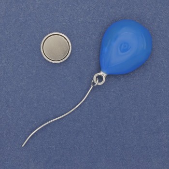 Magnetic Brooch 'Air Balloon' blue enamel on silver-tone metal 83x24 mm+