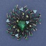 Accent Brooch Pendant with Green Crystal, Rhinestones, Gold-Tone Metal, 47x42 mm+