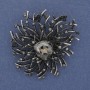 Accent Brooch-Pendant with Gray Crystal, Gray Rhinestones, Silver-Toned Metal 47x42 mm+