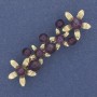 Brooch 'Amethyst Flowers' Gold-tone metal 55×17 mm+