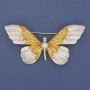 Butterfly Brooch with White Rhinestones and Enamel, Gold-Tone Metal, 60x35 mm+