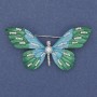 Brooch "Butterfly" with white crystals enamel silver-toned metal 60×35 mm+