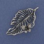 Brooch pendant Leaf with butterfly, silver-colored metal 61x35 mm+