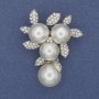 Brooch-pendant with white pearls and crystals, silvery metal 44×36 mm+