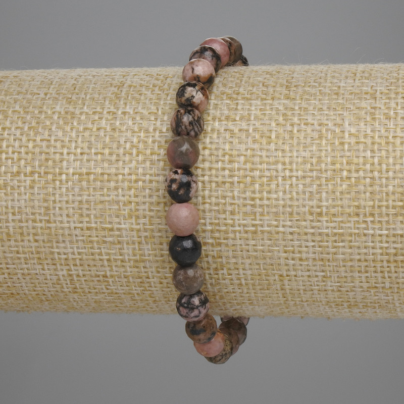 Rhodonite Bracelet with Faceted Beads, 6 mm