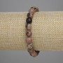 Rhodonite Bracelet with Faceted Round Beads, 8 mm Diameter, 18 cm Length, Stretch