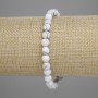 Cacholong Bead Bracelet, Faceted Beads, 6 mm Diameter, 18 cm Length, Stretch