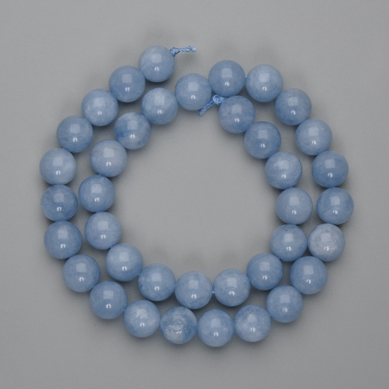 Aquamarine Beads, Smooth Round 10mm±, 38 cm± Length on Thread