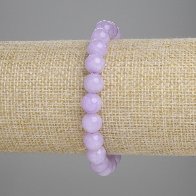Kunzite Bracelet with Smooth Beads, 8 mm Diameter, 18 cm Length, Stretch