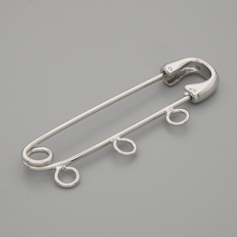 Brooch base with pin 41×12 mm ± silver-colored metal