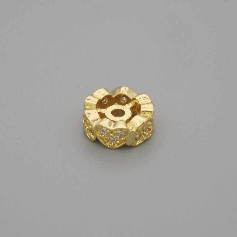 Gold-tone bead insert, 8×3 mm, hole diameter about 1.8 mm, per piece
