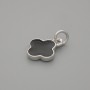 Shamrock Pendant in Black with Silver-Tone Metal, 10×10 mm diameter, 15 mm length ±