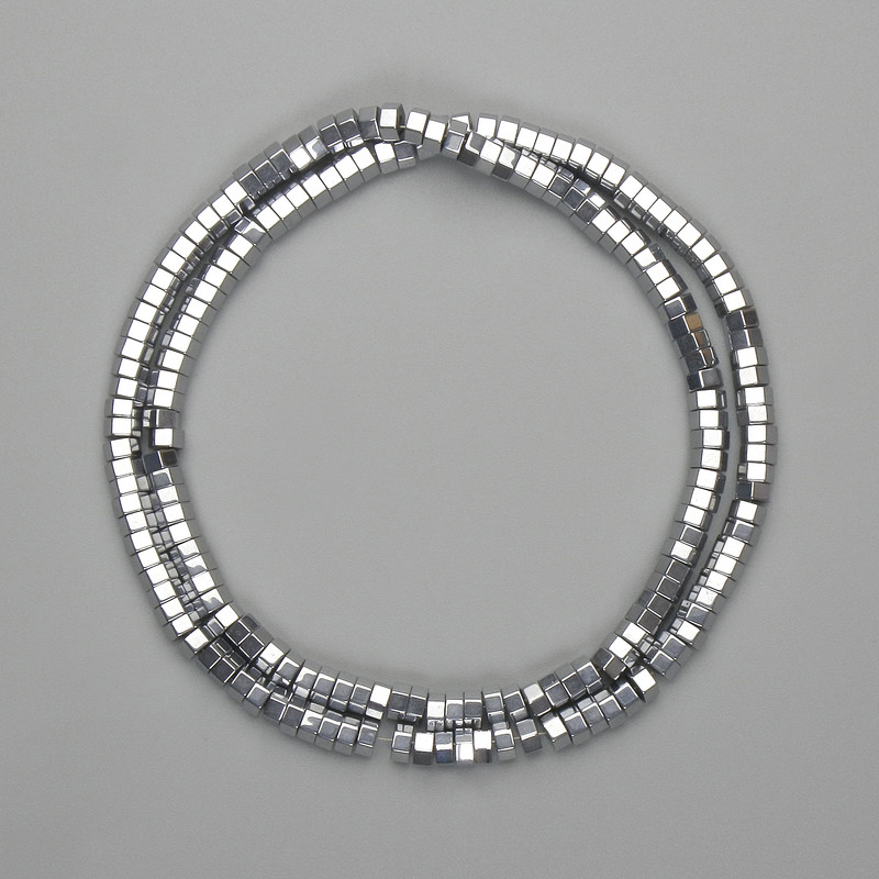 Hematite faceted rondelle beads 4x2 mm - silver color, length 40 cm+