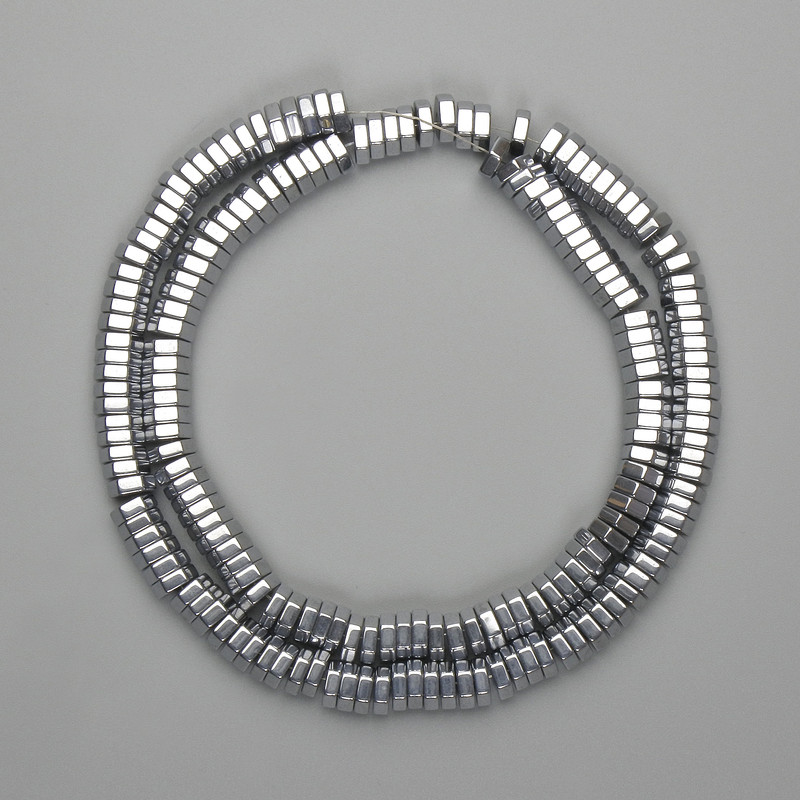 Hematite Beads, Faceted Rondelle 6x2mm +/- Silver, Length 40 cm+