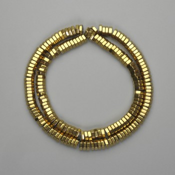Faceted hematite rondelle beads, gold color, 6x2 mm, length 40 cm+