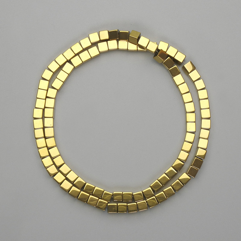 Hematite Cube Beads Golden 4x4 mm