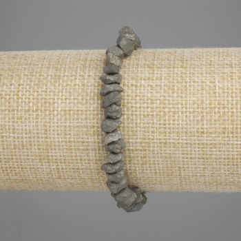 Pyrite Bracelet with Natural Rough Stone, Bead Diameter 5-7×3-5 mm ±, Length 18 cm ± Stretch