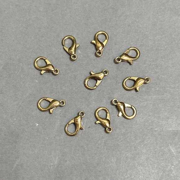 Gold-tone Carabiner Clasp 14x6mm, pack of 10