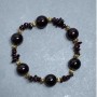 Garnet Bracelet with Smooth Round Beads, 12 mm Diameter ±, Chips 7×2 mm ±, 18 cm Stretch