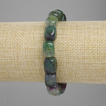 Agate slab bracelet, 11–13 mm, 5×8 mm, 5–9 mm ±, length 18 cm ±, stretch