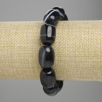 Agate Barrel Bracelet, bead size 17-18×12-13 mm ±, length 18 cm ±, stretch