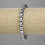Hematite bracelet with faceted beads, 8 mm, silver color, 18 cm length, stretch