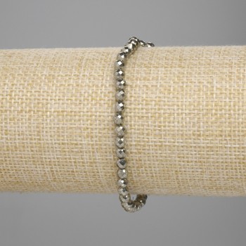 Pyrite Faceted Bead Bracelet, 4mm, Stretch