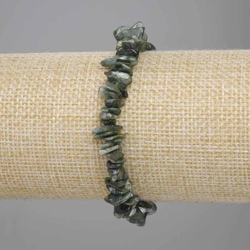 Seraphinite chip bracelet, diameter 6-8×1.5-2 mm ±, length 18 cm ± stretch