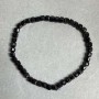Black tourmaline bracelet, faceted cube 4x4 mm, 18 cm length, stretch